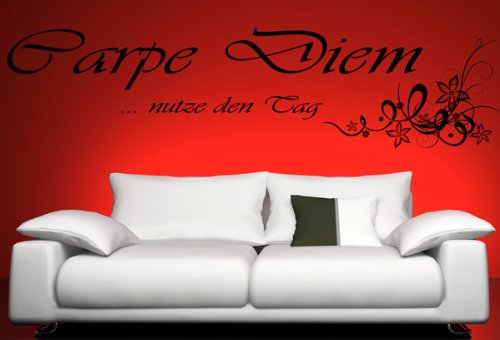 Produkt-Bild: Wandtattoo  Motiv-Nr 3026 Zitat Carpe Diem - nutze den Tag, 140 x 45 cm, Farbe: schwarz