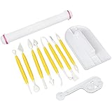 HOSL 4 Sets (11pcs) Sugarcraft Icing Cake Smoother Fondant Cutter Embosser Rolling Pin Modeling Tool Kit Set