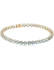 14k Gold Round Blue Topaz Tennis Bracelet