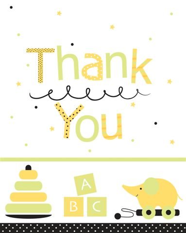 A Pack of 8 Funky Prams Thank You Cards