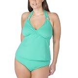 Women's Plus Size Merona Tankini/Brief Swim Group - Green Print