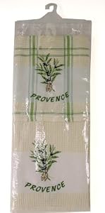 Pack of 2 Olive motif embroidered waffle weave French Provence Kitchen Tea Towels