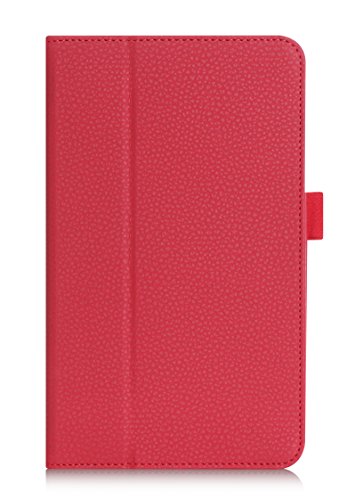 Samsung Galaxy Tab E 8.0 Case, FYY[Super Functional Series]Premium PU Leather Case Stand Cover with Card Slots, Note Holder, Elastic Strap for Samsung Galaxy Tab E 8.0 4G LTE SM-T377 Tablet Red
