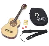 Produkt-Bild: 1/4 Kindergitarre f&uuml;r 4 - 7 Jahre Akustik Klassik Gitarre Natur mit Zubeh&ouml;rset: gepolsterte Gitarrentasche, Gurt, Satz Saiten, Stimmpfeife und 2 Plektren