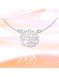 Monogram Necklace 1/2 inch Sterling Silver Handcrafted Cutout Personalized Initial Necklace - Made in USA