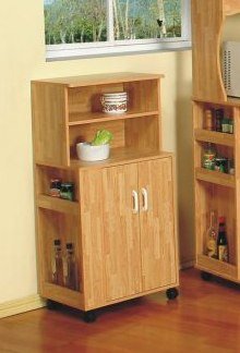 Natural Wood Finished Kitchen Rack With Cabinet