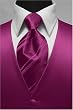 Fuscia Satin Tuxedo Vest with Coordinating Stripe Windsor Band Tie