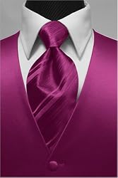 Fuscia Satin Tuxedo Vest with Coordinating Stripe Windsor Band Tie
