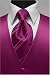 Fuscia Satin Tuxedo Vest with Coordinating Stripe Windsor Band Tie