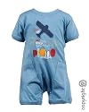 Bright Bots Flying Story Baby Romper in Blue Soft Cotton Jersey 6/12 months