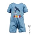 Bright Bots Flying Story Baby Romper in Blue Soft Cotton Jersey 3/6 months