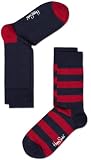 Navy/Red Stripe and Heel and Toe Two Pack Socks by Happy Socks