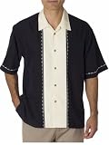 Santiago Retro Camp Shirt Black, Wedgewood Blue and Brick Colors