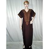 Gift for Wife Bollywood Desiner Chocolate Cotton Caftan Patio Resort Dress Wear Size Xl Free Shipping