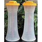 Tupperware Large Hourglass Salt and Pepper Shakers with Goldenberry Shaker Seals