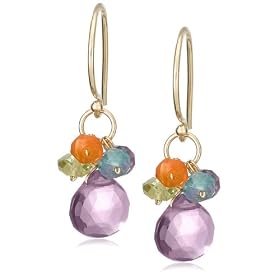 14k Yellow Gold Amethyst Briolette Drop Multi-Gemstone Beaded Earrings by Amazon.com Collection