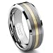 8MM Satin Finish Tungsten Carbide 14K Gold Inlay Wedding Band Ring