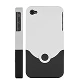 Detachable Matte Black and White Hard Plastic Case Cover for iPhone 4 4s + Free anti-scratch screen protector!
