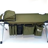Earth Products Jamboree Military Style Folding Cot with Free Side Storage Bag System and Pillow (Green)