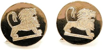 Royal Loin Design Barbell Cufflinks. Bronze Metal