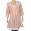 Ladies Kurta Pink Cotton Top Blouse Chikan Embroidery Size M