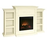 Logan Electric Fireplace with Bookcases in Antique White - Southern Enterprises - EF8458BE
