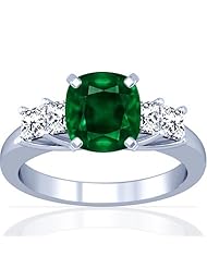 Platinum Cushion Cut Emerald Ring With Sidestones (GIA Certificate)