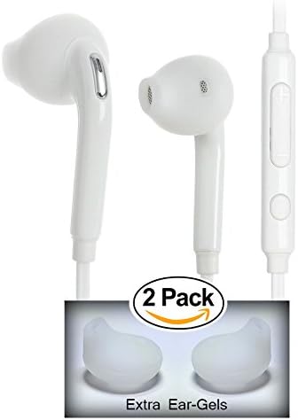 2Pk Stereo Earbuds with Microphone and Remote, Sound for Galaxy S5 s7, s7 Edge, s6, S6 Edge, Note 4 5, galaxy s5 earbuds, Headphones by Strobz (2Pk White)