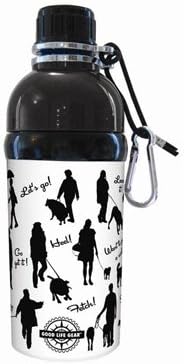 Good Life Gear Stainless Steel Pet Water Bottle, 16-Ounce, Let's Walk White Design