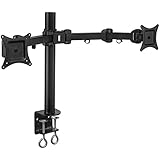 Mount-It! MI-752 Dual Arm Adjustable Computer Monitor Desk Mount Stand for Two LCD Flat Screen Monitors, VESA 75 and 100 Compatible with 22, 23, 24, 27 inch Monitors, Full Motion, Tilt, Swivel, Rotate, 44 lbs Capacity, Clamp Base