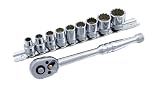 Pro-Auto 3/8"(9.5)DR.10PC.ソケット&ラチェットハンガーセット(ミリ)12PT. 101-33M