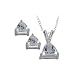 10K White Gold with Trillion Cut Aquamarine Necklace and Earrings Set