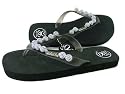 Volleyball charms 3 dimensional themed heavy duty flip flop sandals women's Sizes with Pewter Side Out Charm