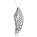 Sterling Silver Black Angel Feather Wing Black Diamond Pendant Necklace - 0.10 carat