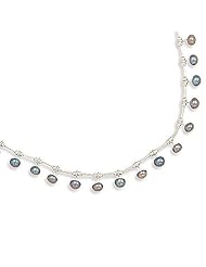 16 Inch Liquid Silver with 15 Grey Cultured Freshwater Pearls Necklace