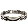 Stainless Steel Black Rubber Bracelet Mens Heavy Long Link Satin Finish by Bucasi Stainless Steel Black Rubber Bracelet Mens Heavy Long Link Satin Finish by Bucasi
