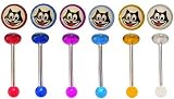  : Lot of 6 Felix the Cat UV Barbell Body Jewelry piercing Bar Tongue Ring Rings 14g