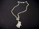 Necklace with rhinestone glove pendant