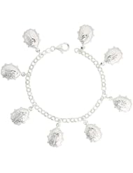 Sterling Silver Lady Bug Pendant Bracelet, 7/8" (23mm) wide