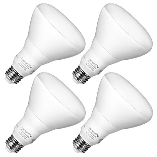 LuminWiz BR30 65W Equivalent 9W 680lm E26 Dimmable Medium Base Flood Light LED Bulb, Soft White 3000K, Pack of 4