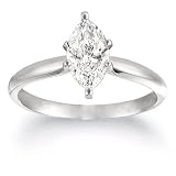  : 10k White Gold Marquise Solitaire Diamond Engagement Ring (1 ct, J-K Color, I2-I3 Clarity), Size 7