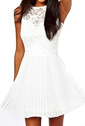 Cutout Pleated Lace-Up Polyester Sleeveless Cocktail Spring Summer Winter Skater Dress 