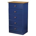 Fully Assembled Legend 5 Drawer Chest - Blue/ Hickory