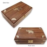 Elephant Shape Brass Pasted Handmade Wooden Jewelry Box, Velvet Lined Inside (Free Shipping) Wbox0248