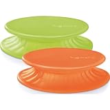 Lékué - Lot 2 Couvercles Extensibles - 11 cm - Orange / Vert - Luki