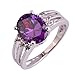 Psiroy 925 Sterling Silver Plated Oval Shaped Simulated Amethyst Ring Size 7