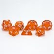 Fire (Red-Orange) Polyhedral Precision 7-Dice Set, Hand-inked