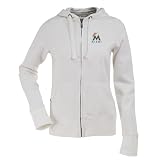Miami Marlins MLB "Signature Hood" Women's Full Zip Hoody (White) (Small)