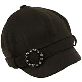 Kids 3-7 Girls Crystal Buckle Newsboy Hat Cap Black