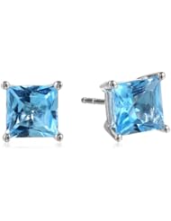 14k Gold 6mm Princess Cut Birthstone 4-Prong Solitaire Studs